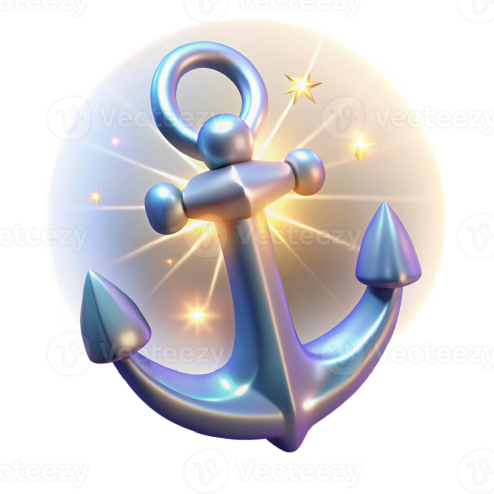 impressive minimalist Shining 3D Anchor Illustration authentic png