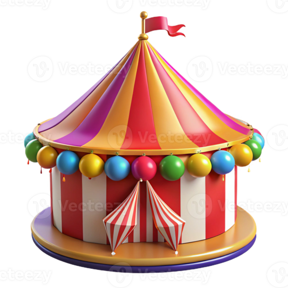 dramatic classic Colorful Circus Tent 3D Render authentic png