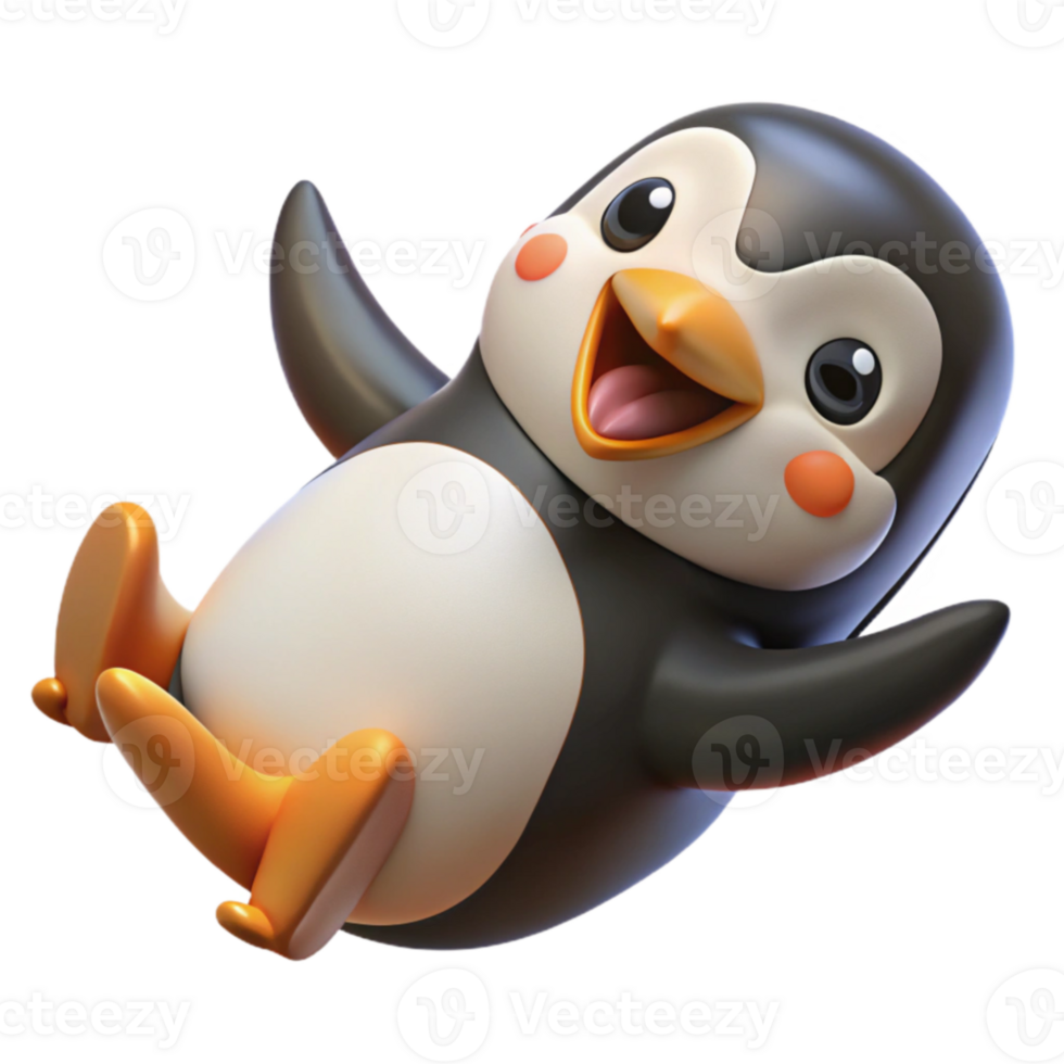 dramatic modern Joyful 3D Penguin Illustration original png