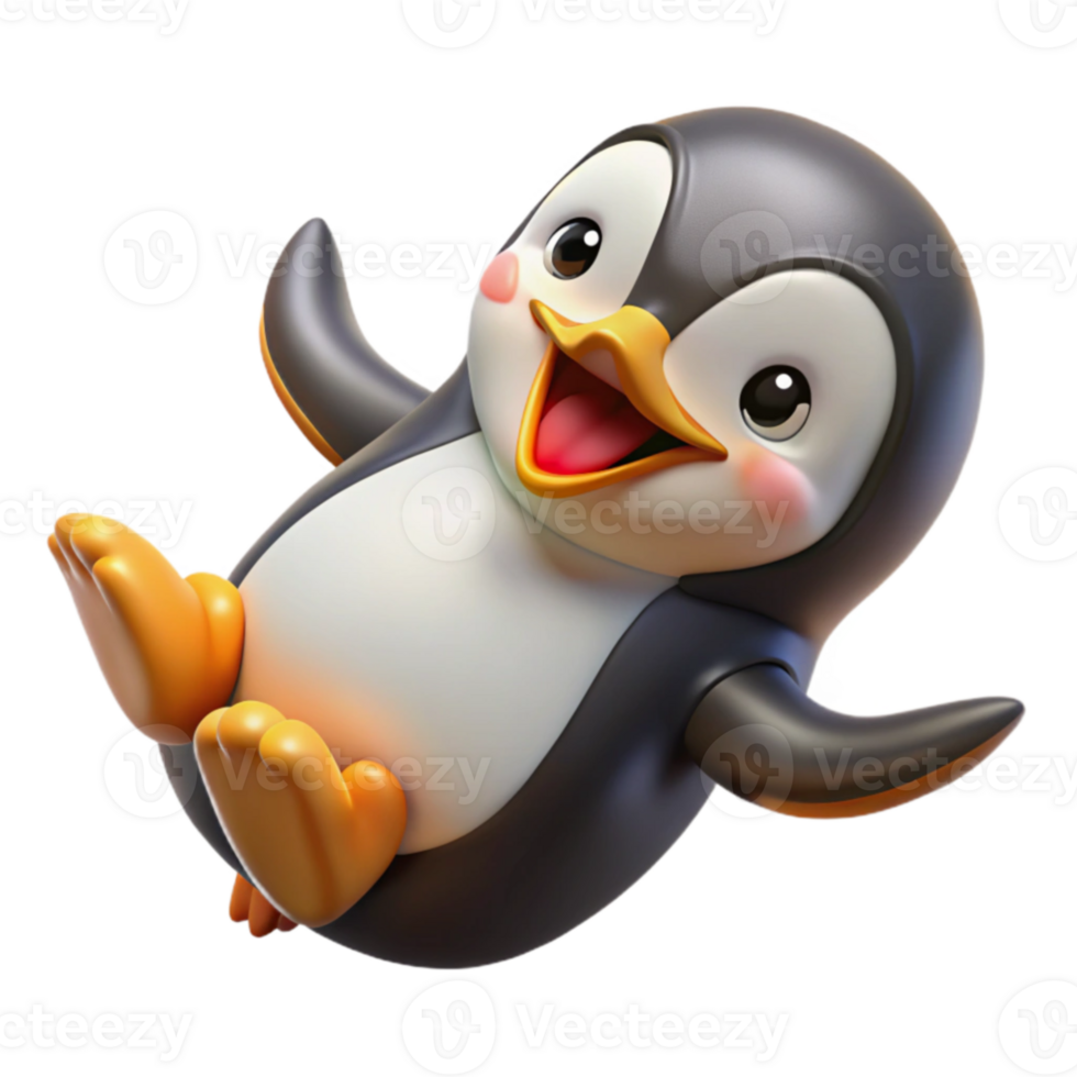 dramatic vintage Joyful 3D Penguin Illustration exclusive png