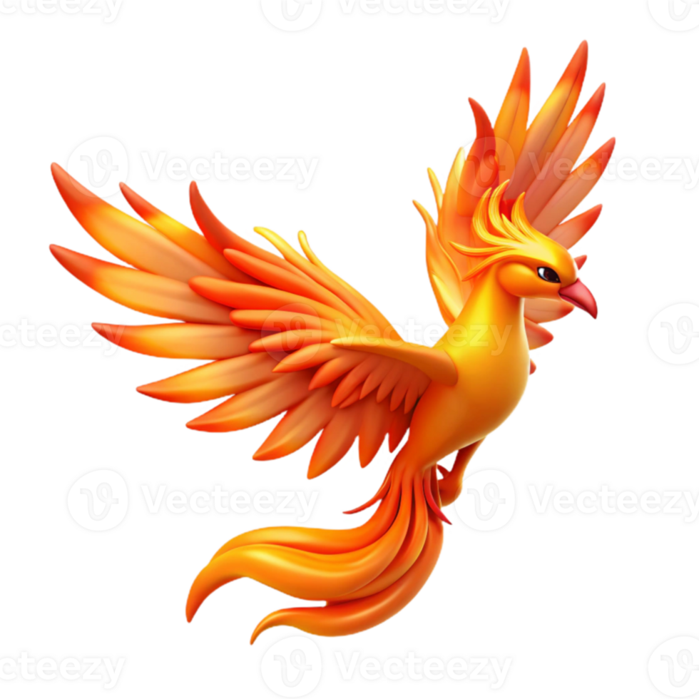serene abstract Fiery Phoenix 3D Illustration professional png
