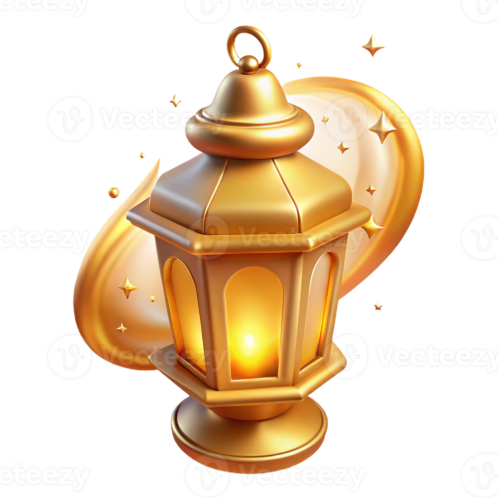 serene vintage Golden Lantern 3D Render professional png