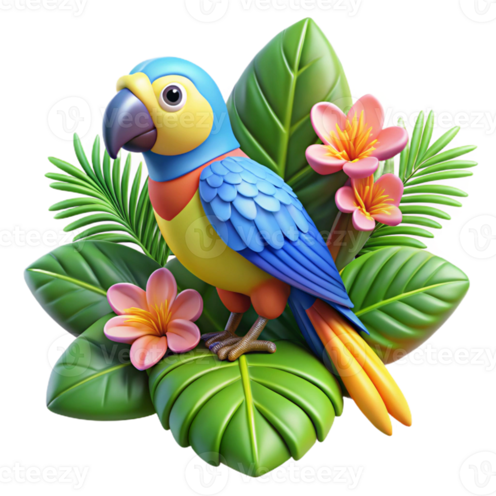 elegant abstract 3D Parrot Tropical Illustration high resolution png