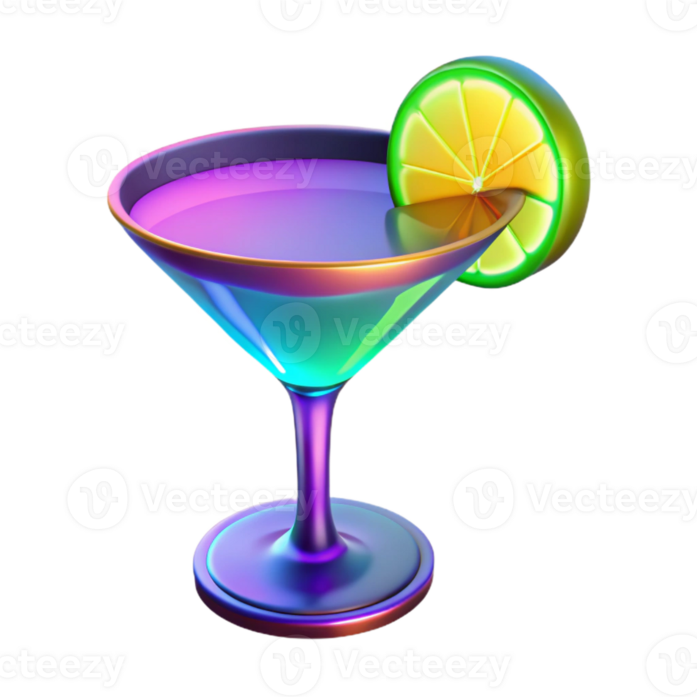 wonderful rustic Iridescent Martini Cocktail 3D Render exclusive png