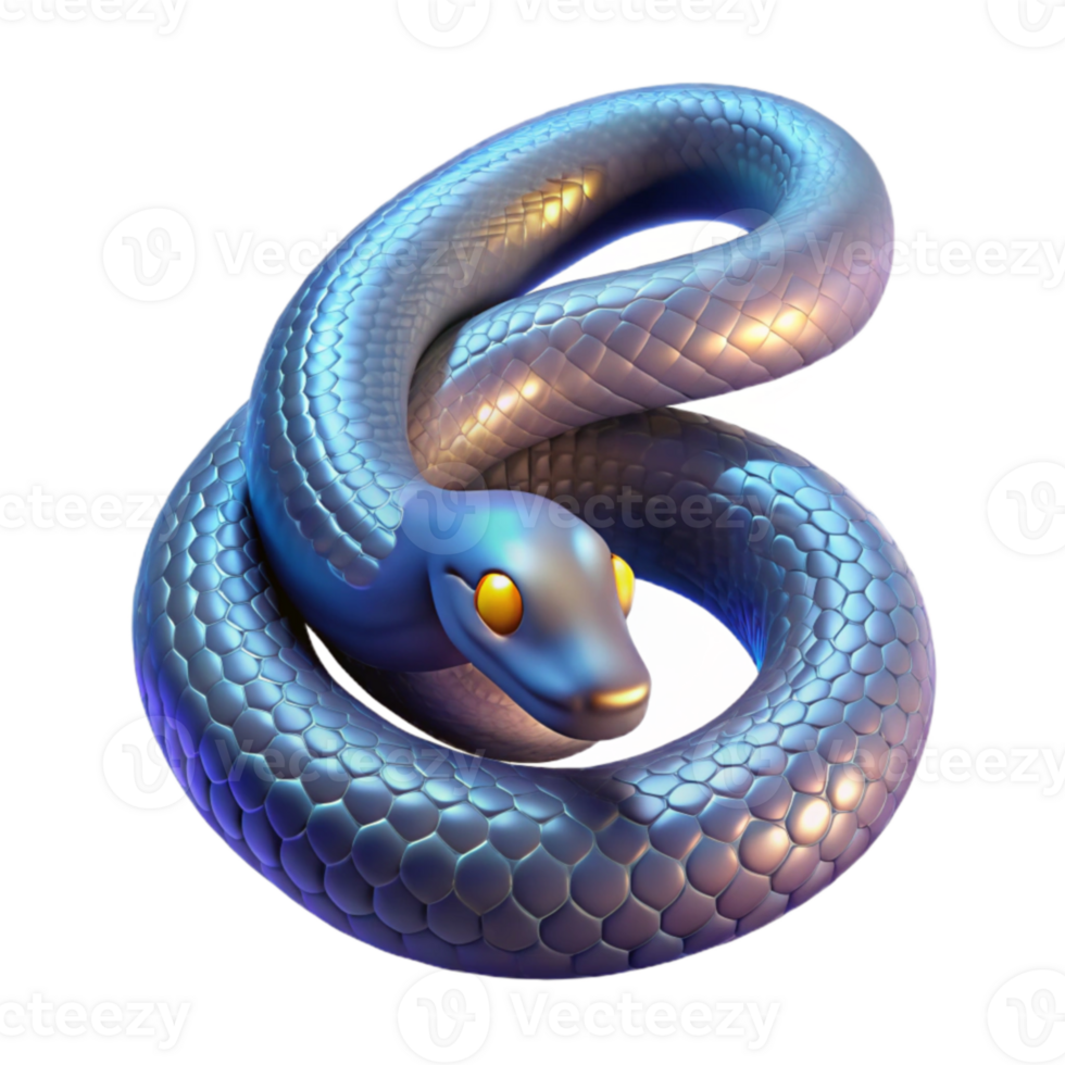 vibrant rustic 3D Render Blue Snake Illustration professional png