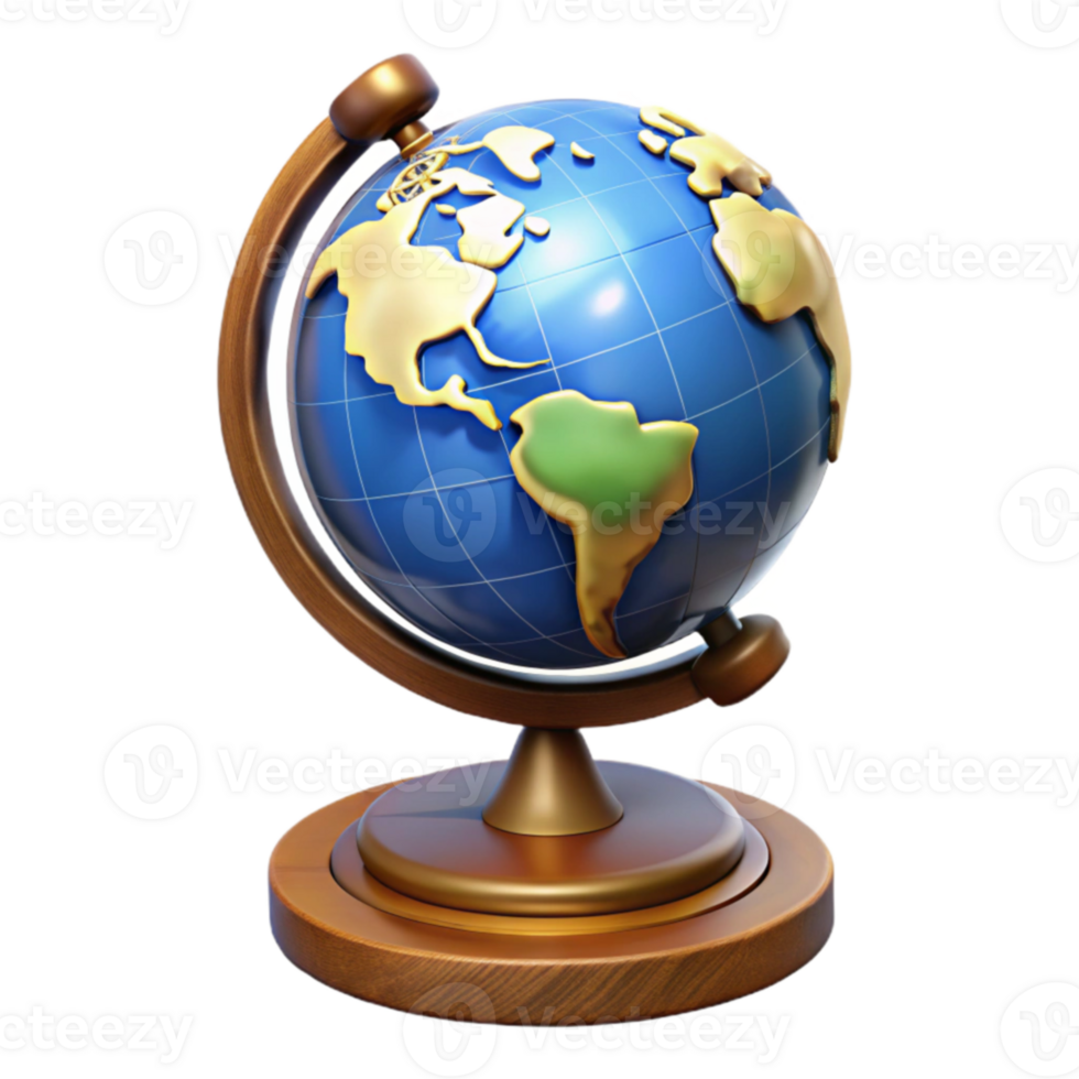 impressive contemporary 3D Globe Model Render, World Map, Geography 4K png