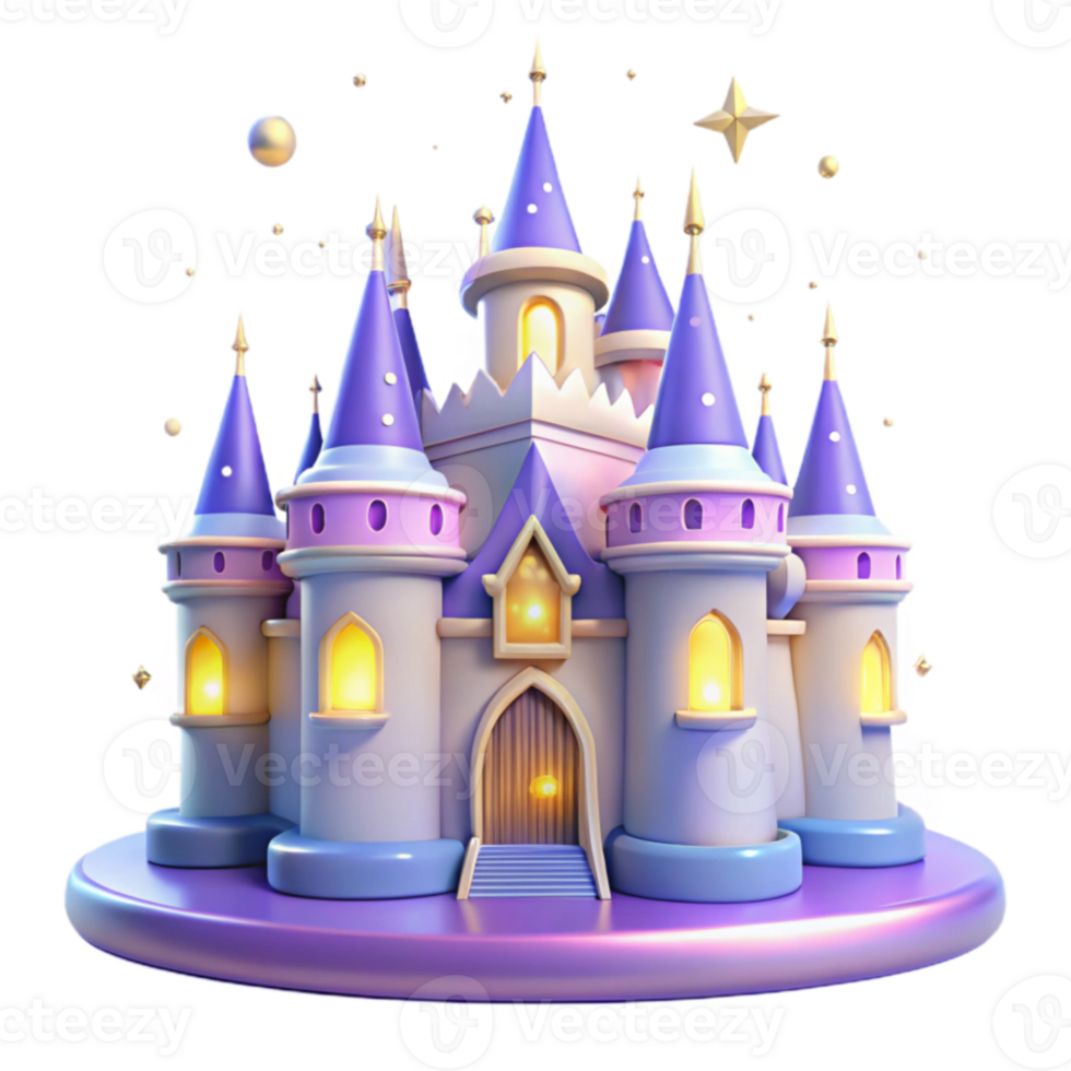 serene creative Enchanted 3D Castle Illustration 4K png