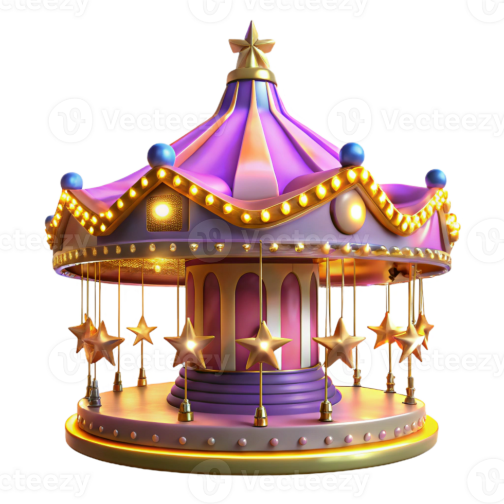 extraordinary creative Whimsical Purple Carousel 3D Render 4K png