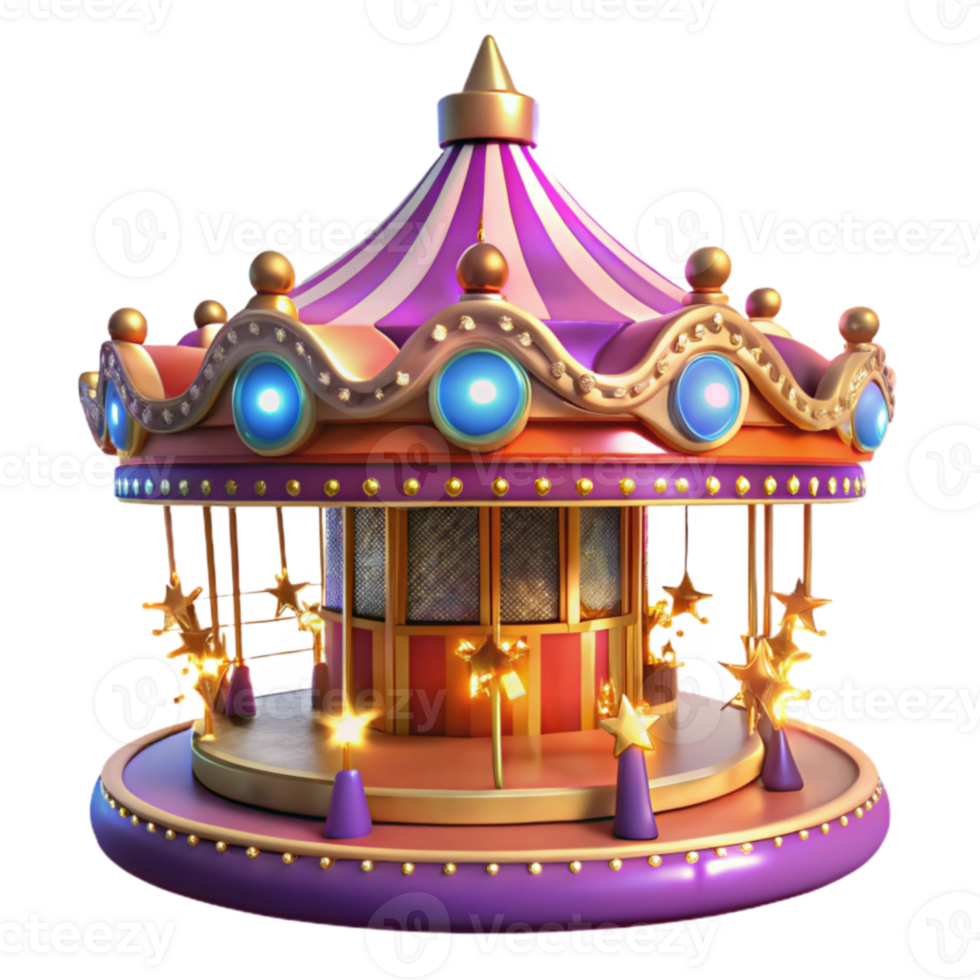 elegant abstract Whimsical Carousel 3D Render professional png