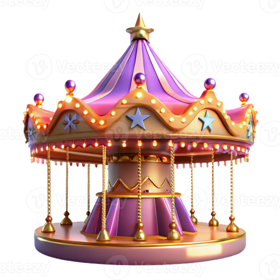 impressive rustic Whimsical 3D Carousel Illustration premium png