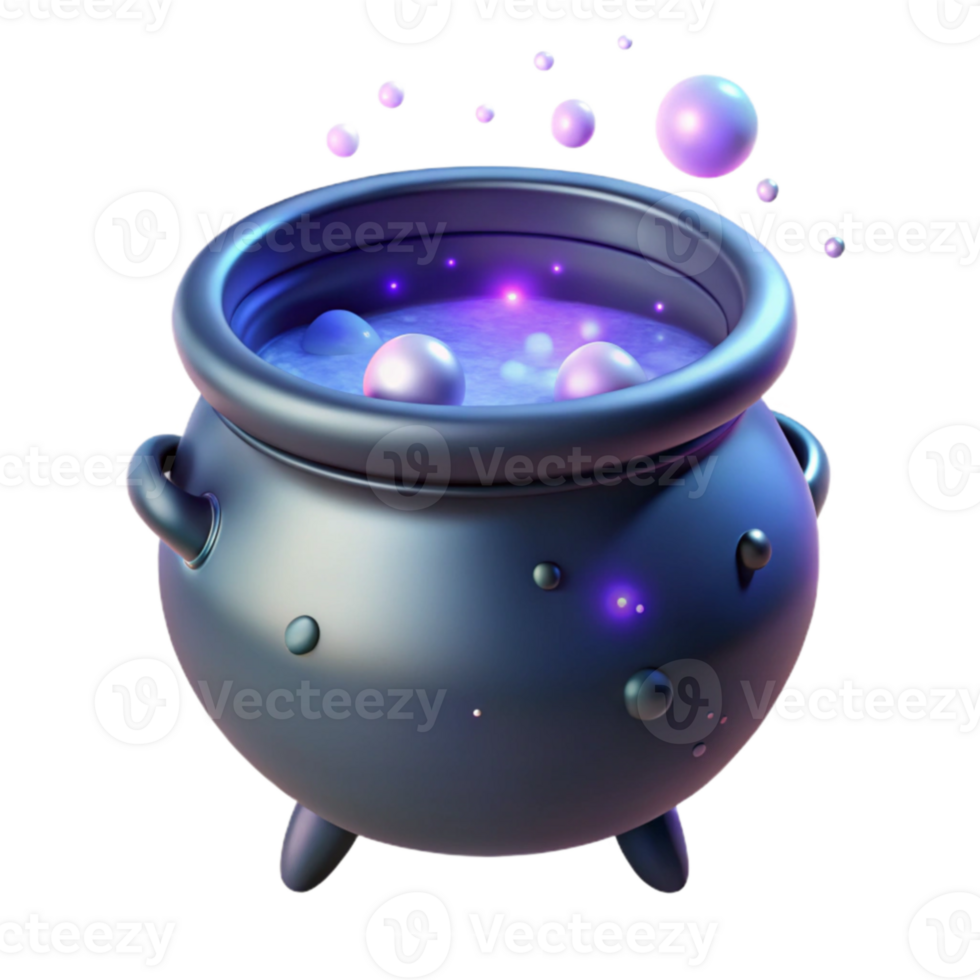 impressive classic Glowing Cauldron 3D Render detailed png
