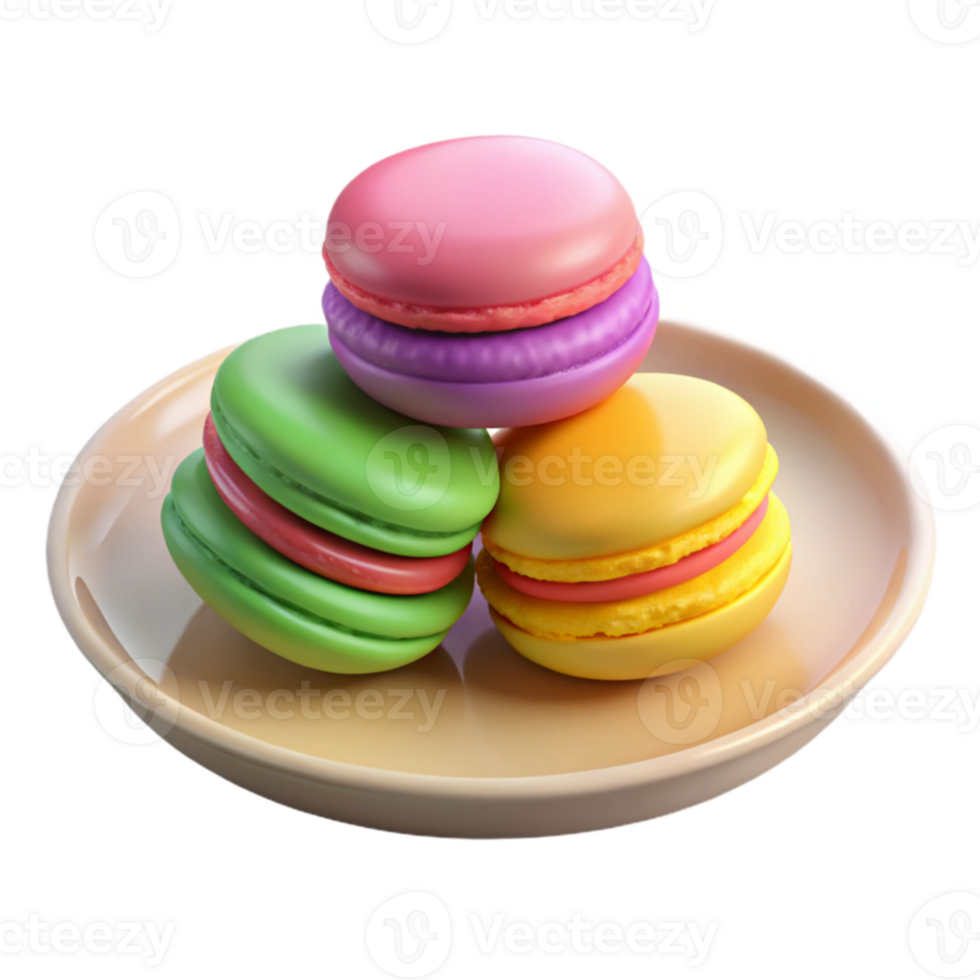 wonderful rustic Colorful Macarons 3D Render genuine png