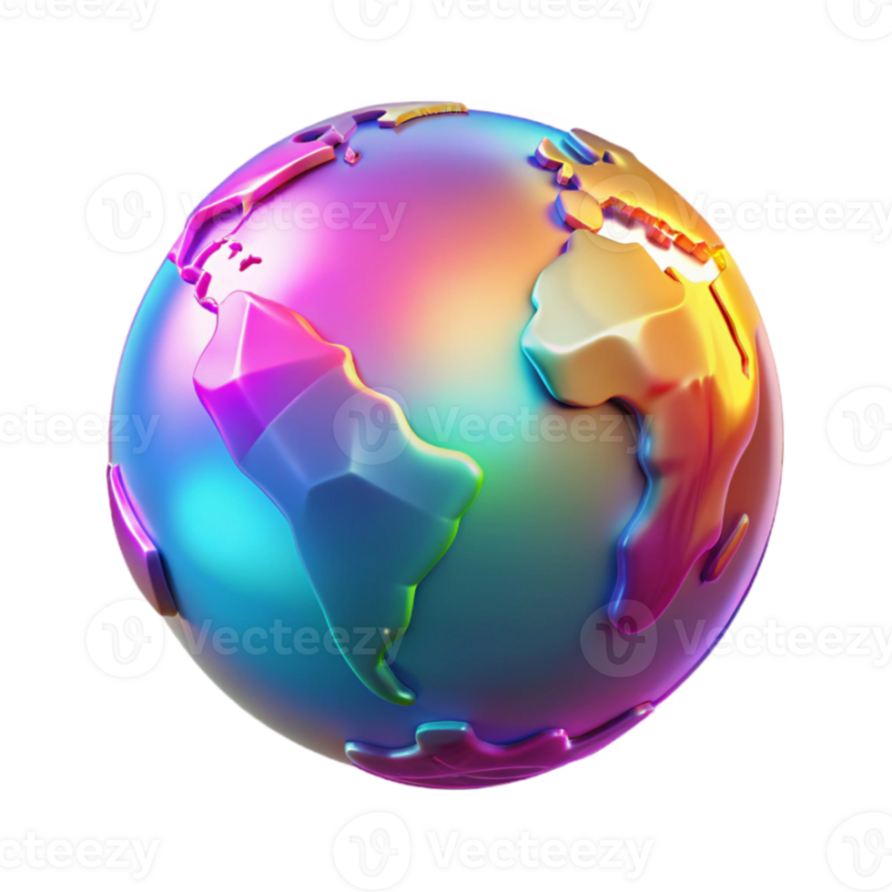 vibrant artistic 3D Colorful Global Earth Illustration genuine png