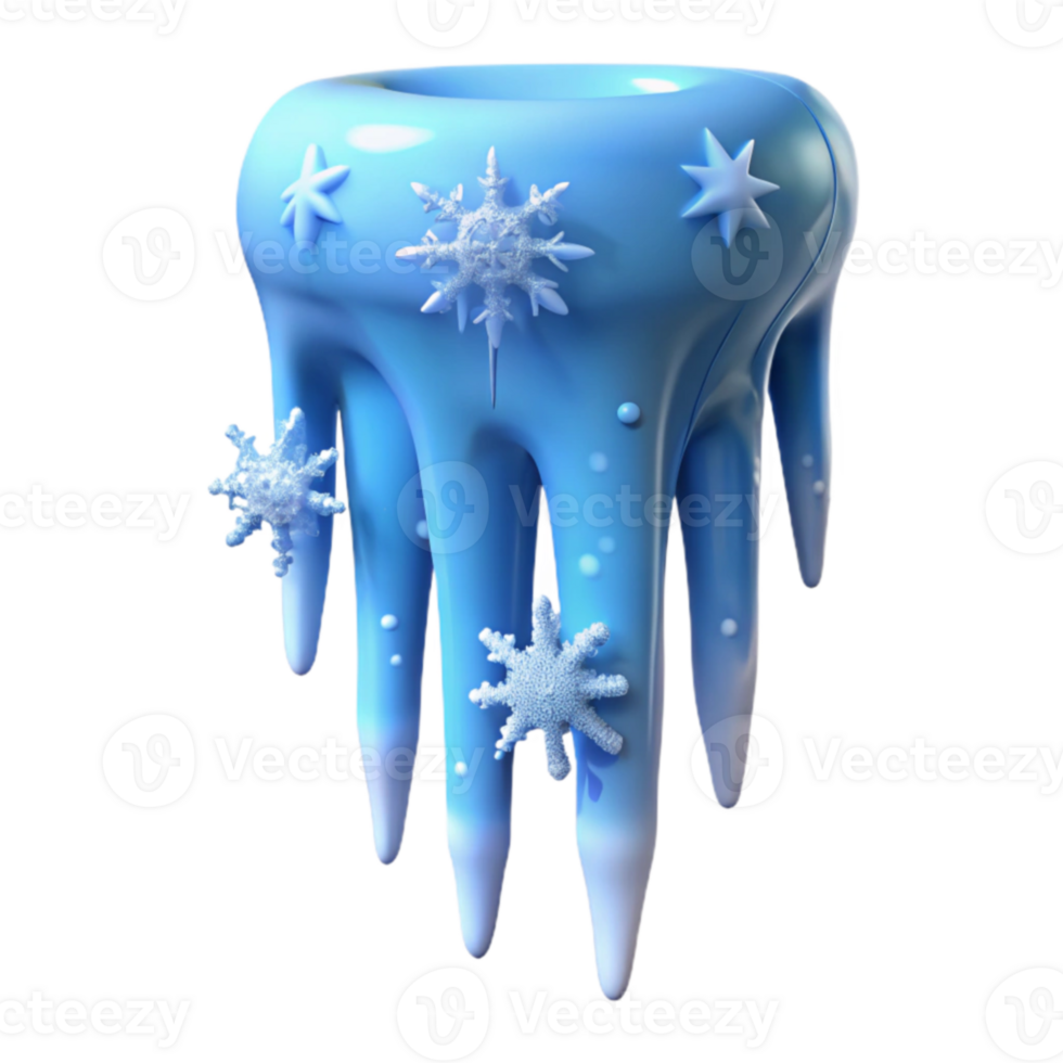 serene creative Melting Ice 3D Render with Snowflakes 4K png