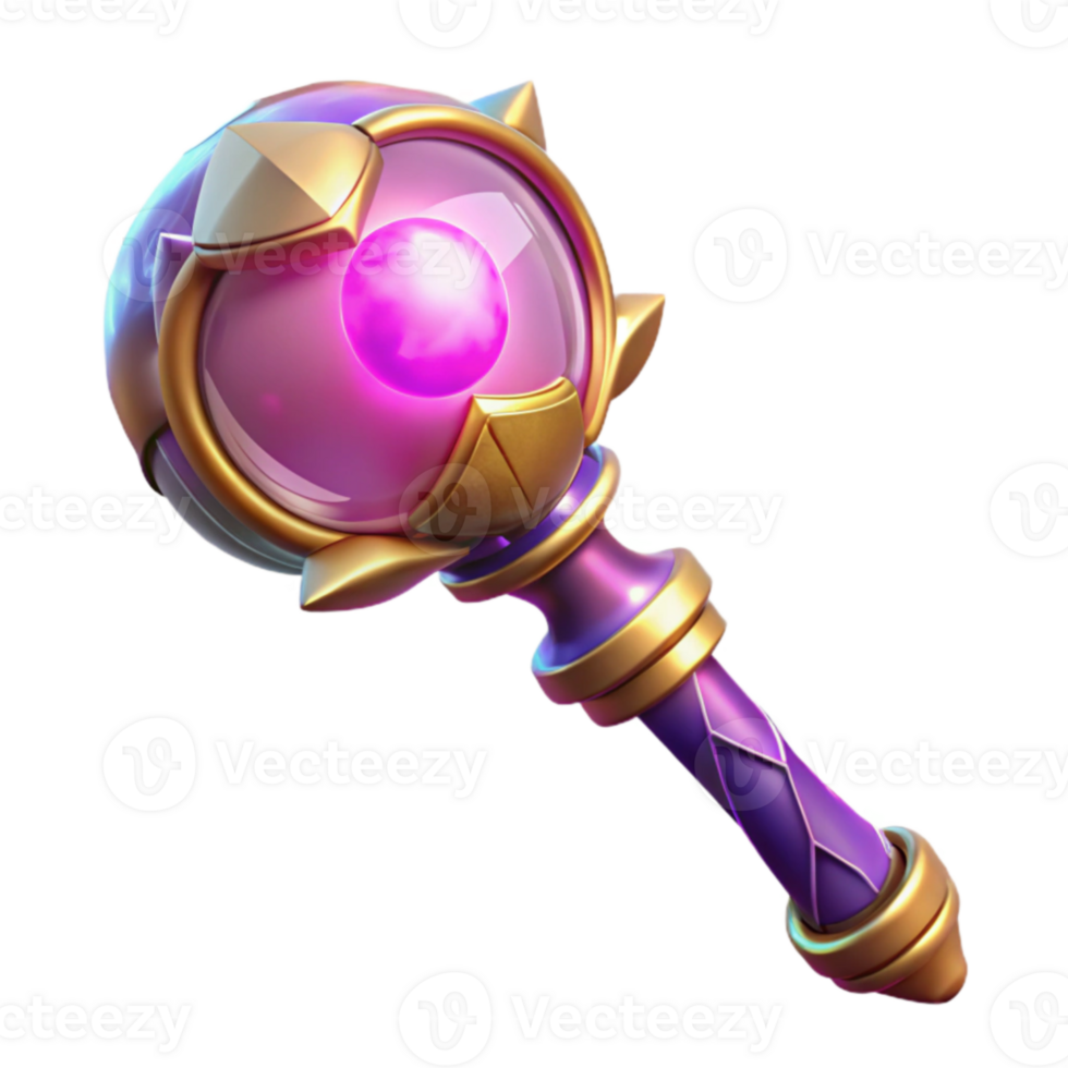 impressive creative Fantasy 3D Orb Staff Render detailed png