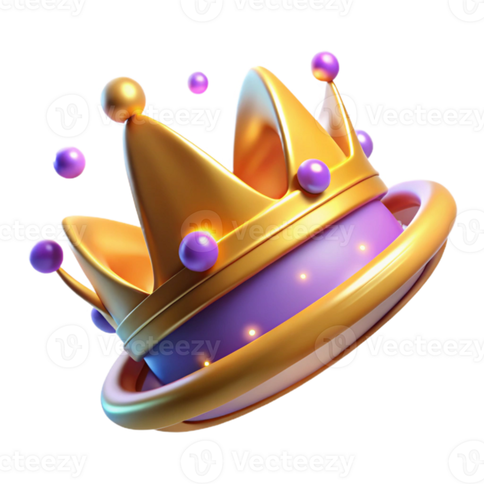 magnificent modern Golden Crown 3D Render high quality png