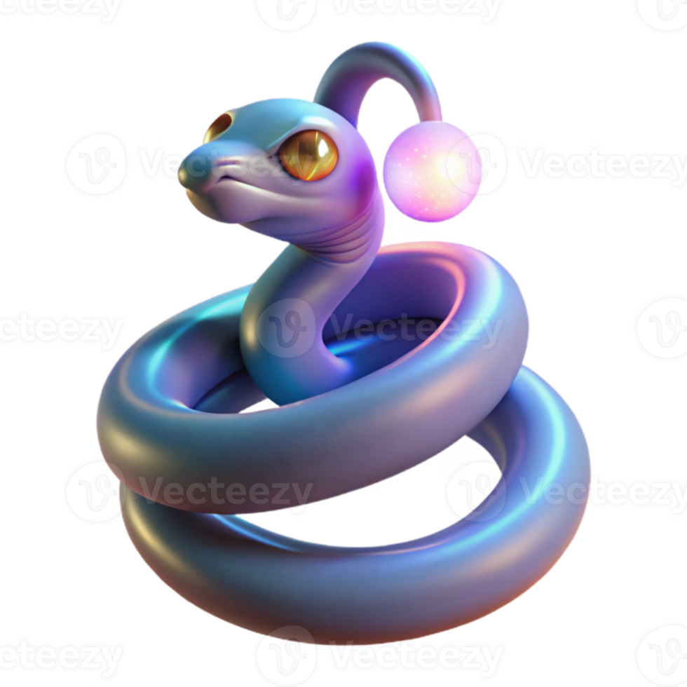 magnificent modern 3D Render of a Magical Coiled Snake detailed png