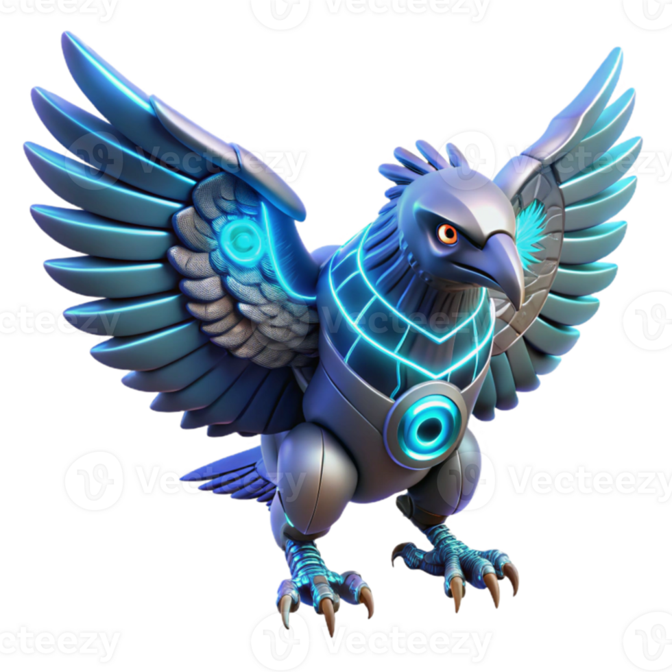 impressive rustic Cybernetic Eagle 3D Render high quality png