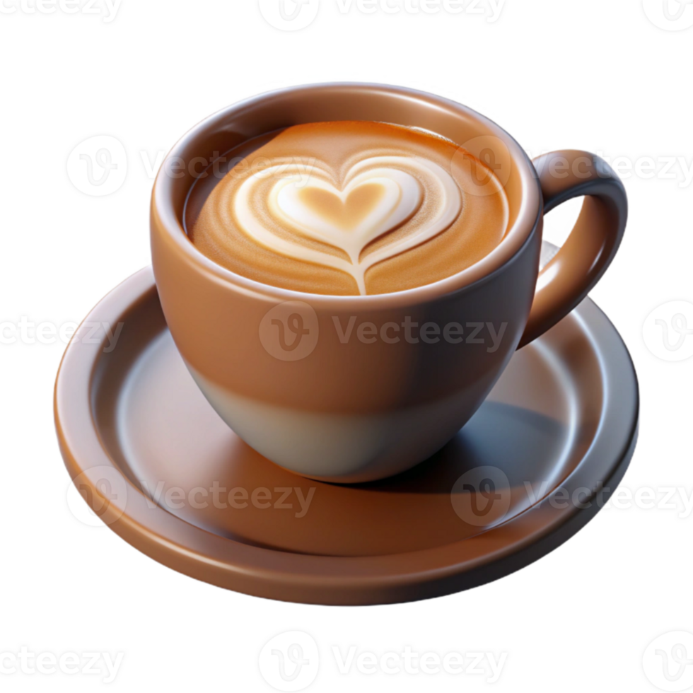 stunning minimalist 3D Render Latte Art Coffee Cup high resolution png