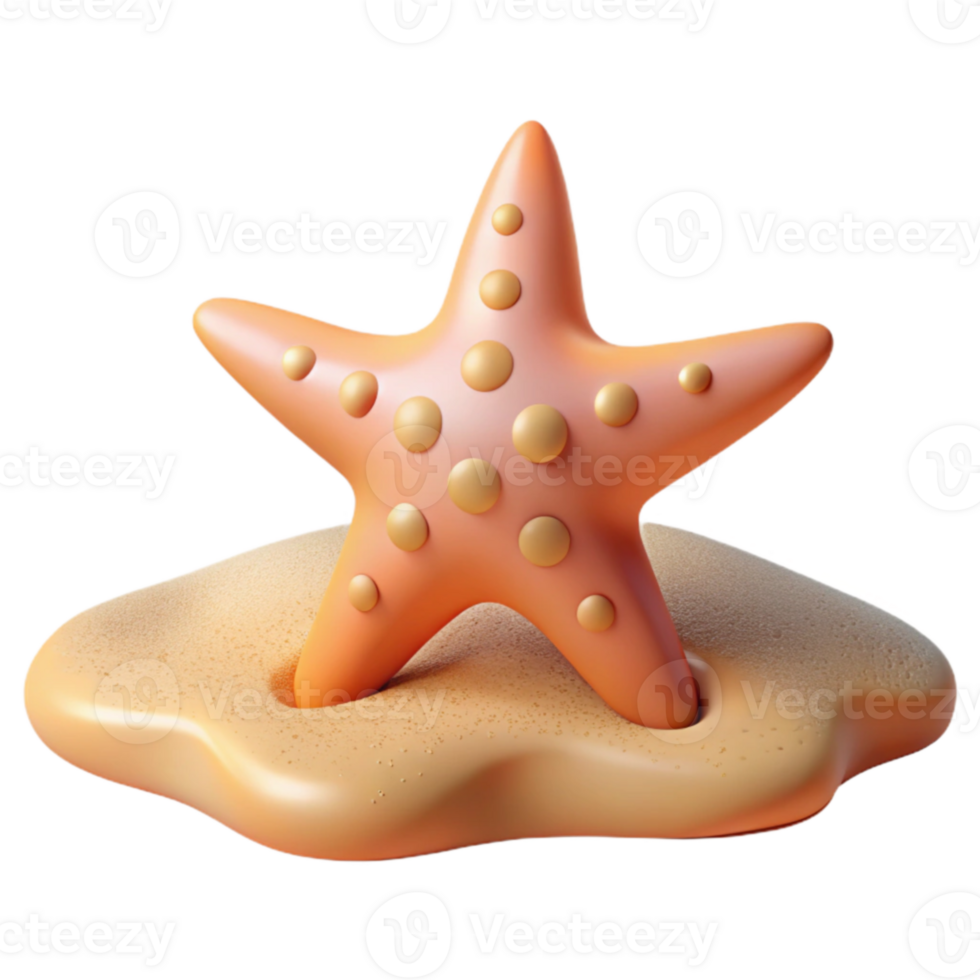 stunning rustic 3D Render Starfish on Sand 4K png