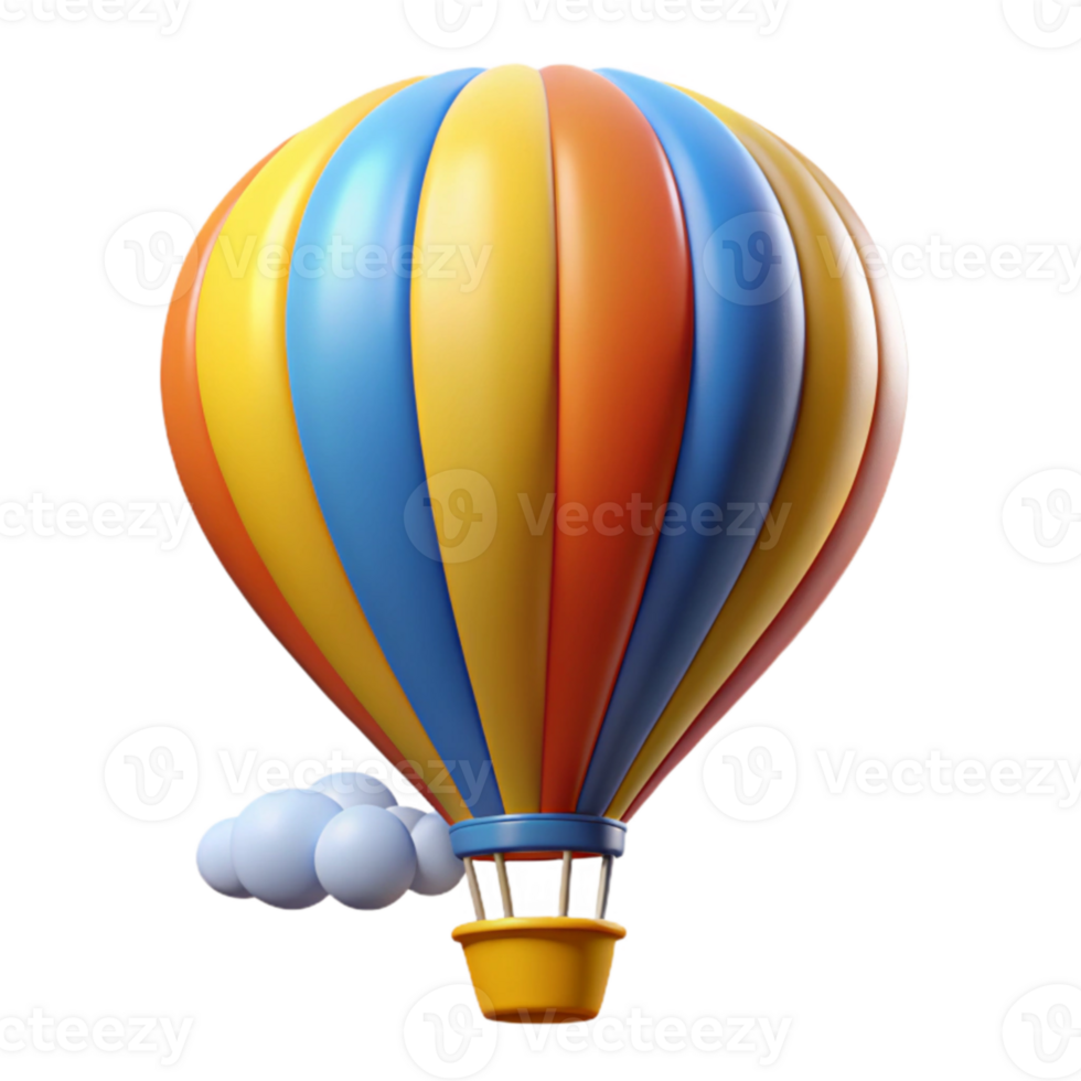 vibrant creative Colorful Hot Air Balloon 3D Render high resolution png