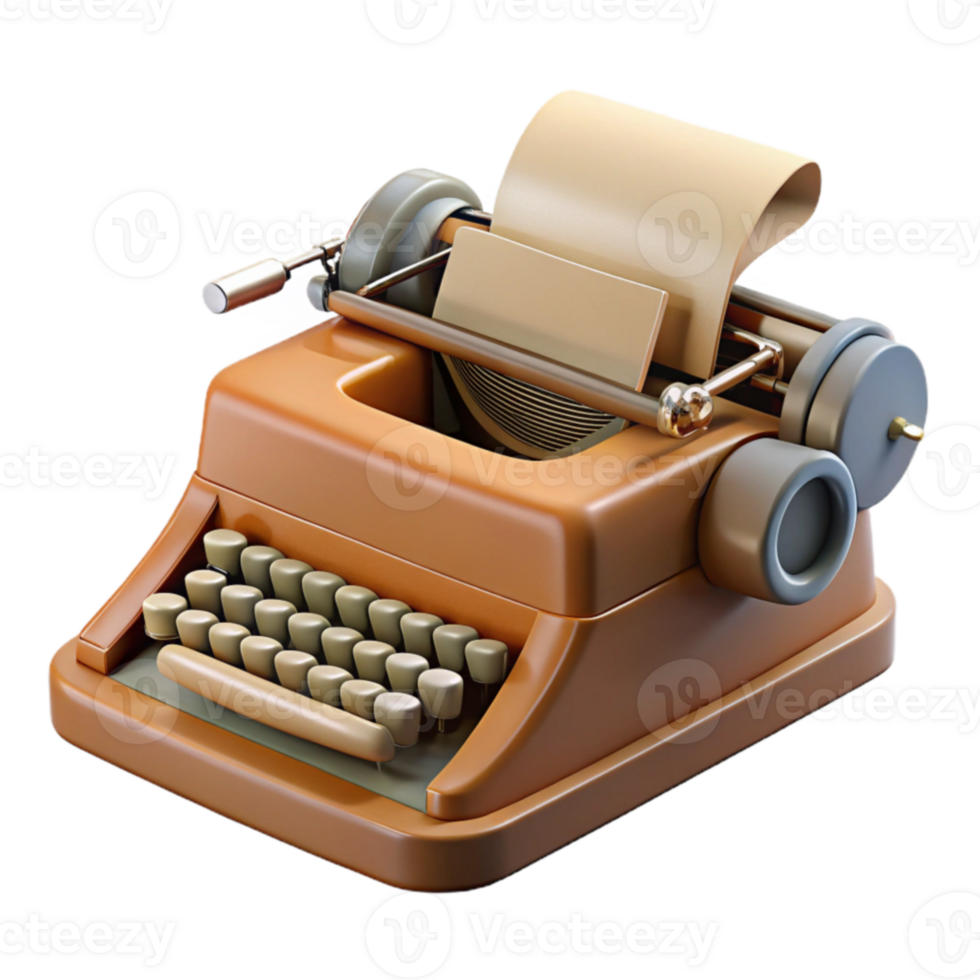 elegant artistic Vintage Typewriter 3D Render premium png
