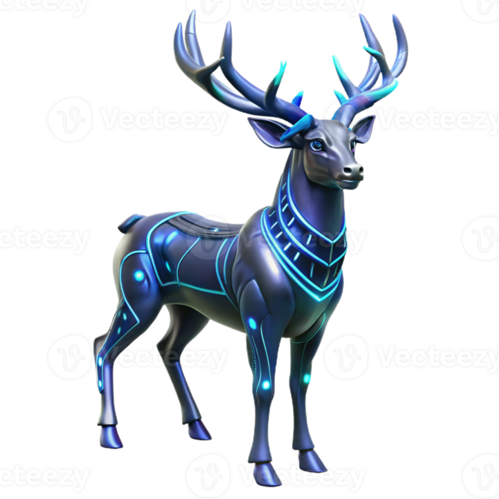 magnificent abstract Cybernetic Deer 3D Render original png