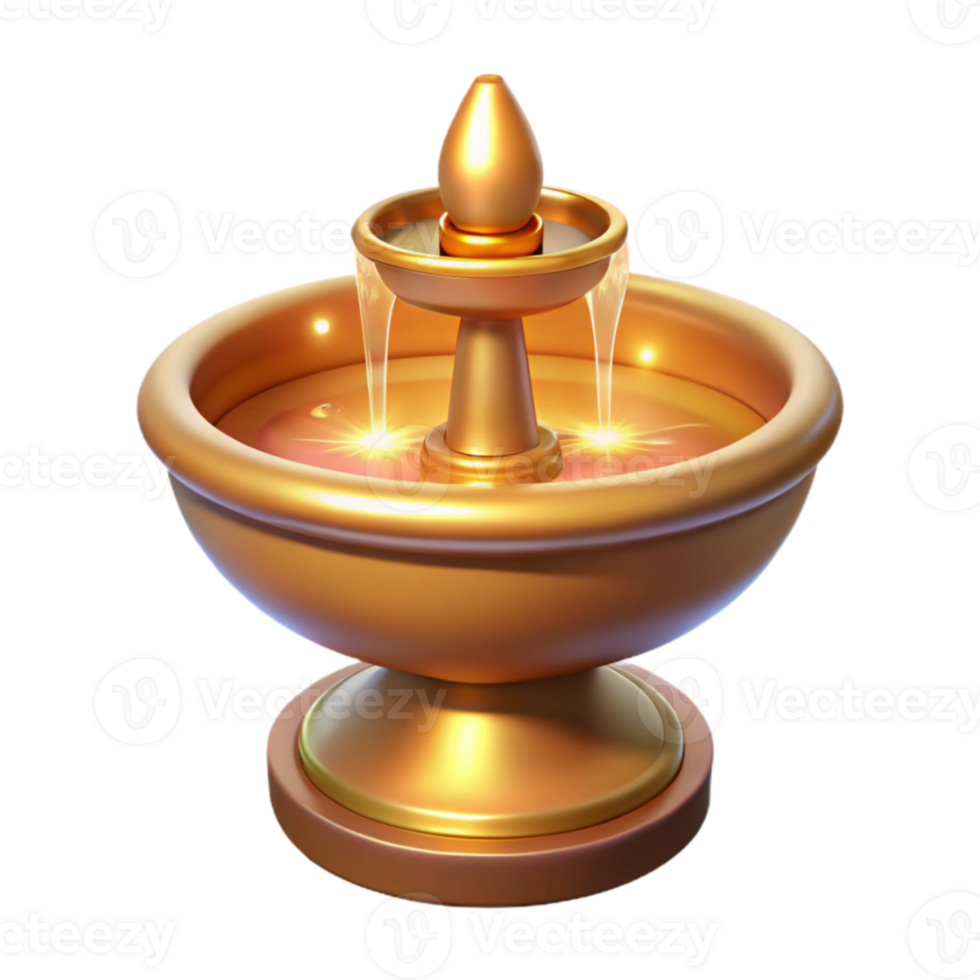 dramatic minimalist Golden 3D Fountain Illustration exclusive png