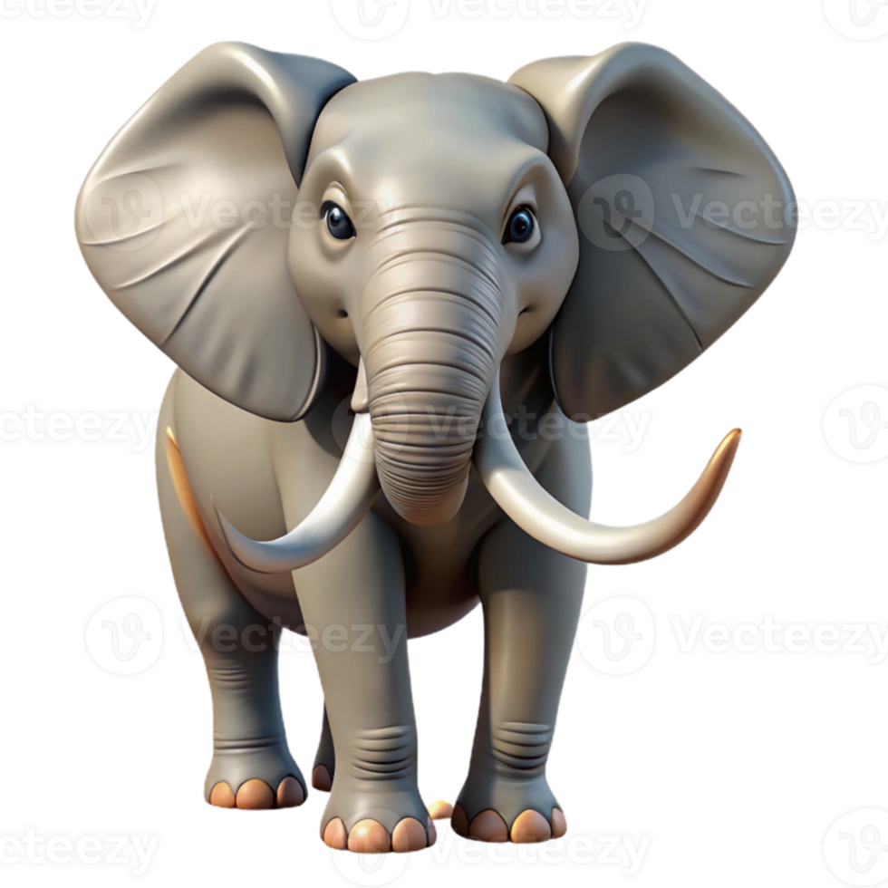 vibrant modern Cartoon Elephant 3D Render high quality png