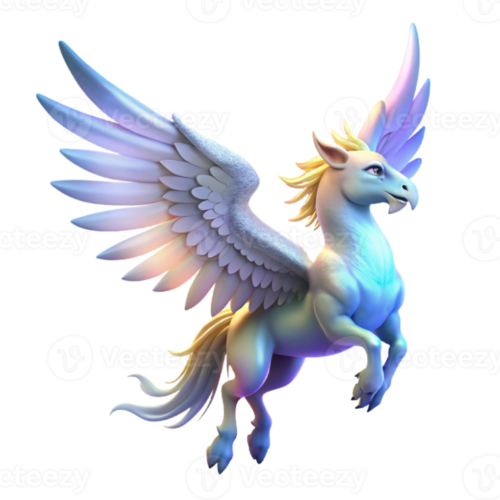 stunning abstract Majestic Winged Horse 3D Render high quality png