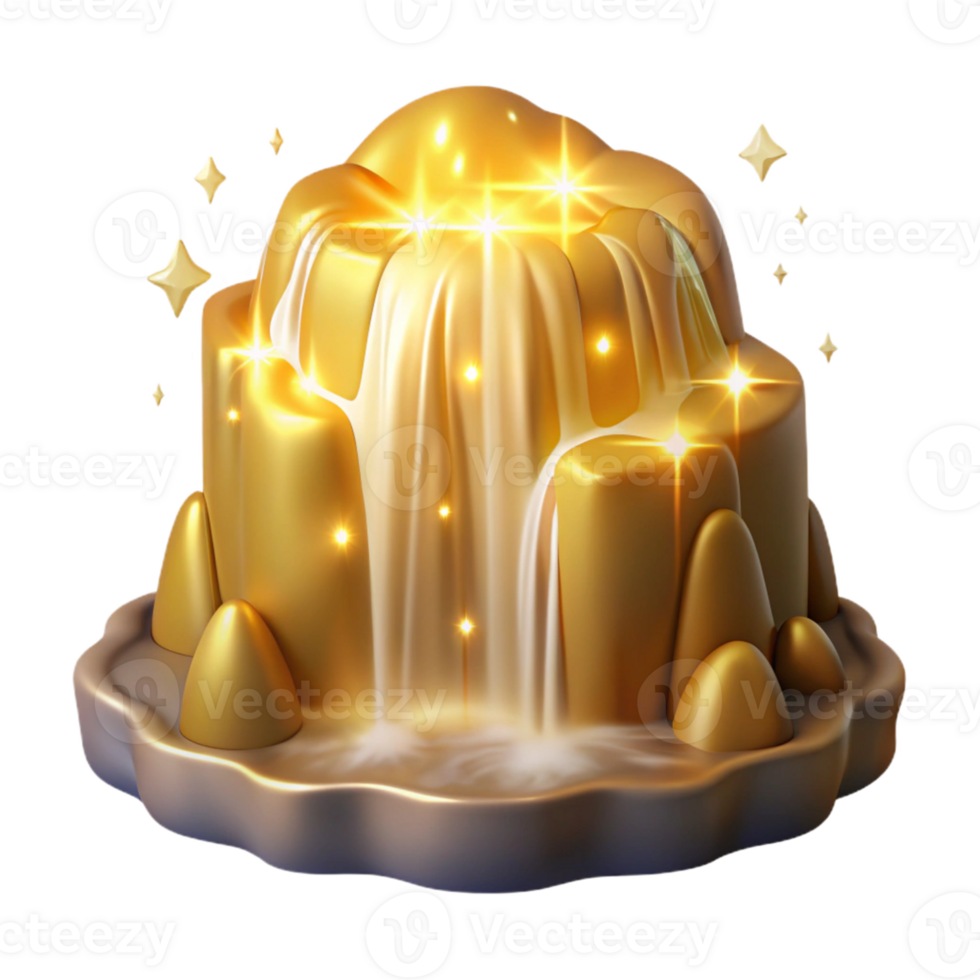 serene traditional Golden Waterfall 3D Render premium png