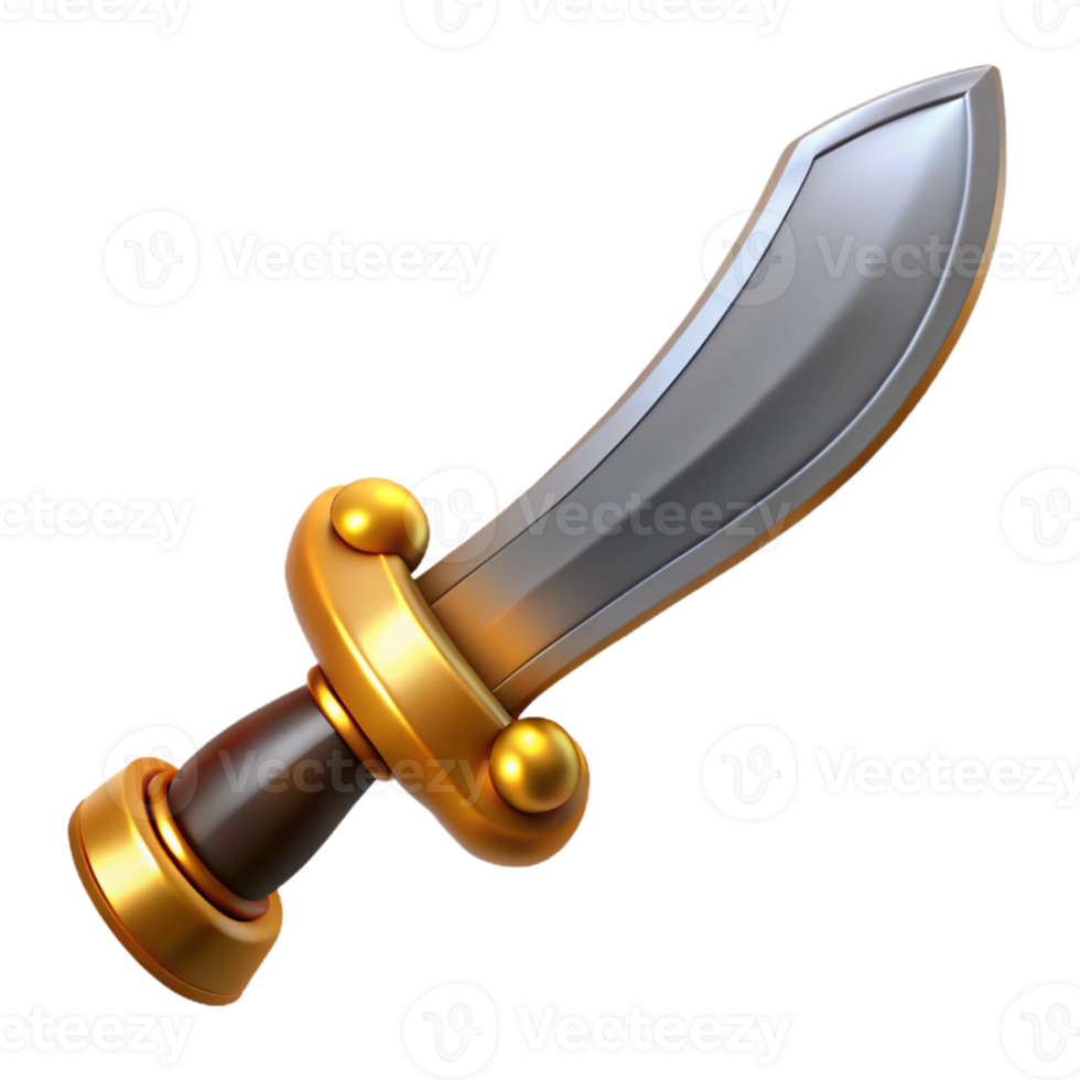 extraordinary rustic 3D Render Gold and Silver Sword Illustration high quality png