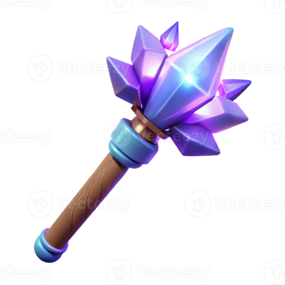 wonderful artistic Glowing Crystal Scepter 3D Render original png