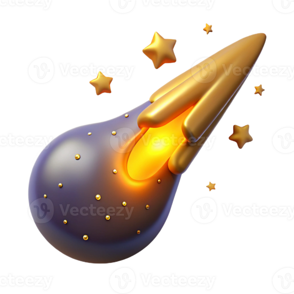 magnificent creative 3D Golden Comet Illustration professional png