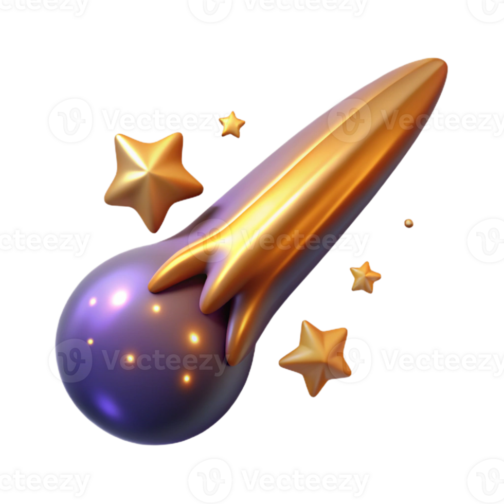 wonderful contemporary 3D Golden Comet Illustration 4K png