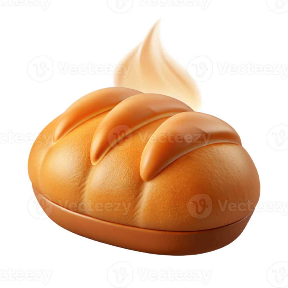 wonderful classic 3D Render of Golden Brown Bread with Creamy Topping original png
