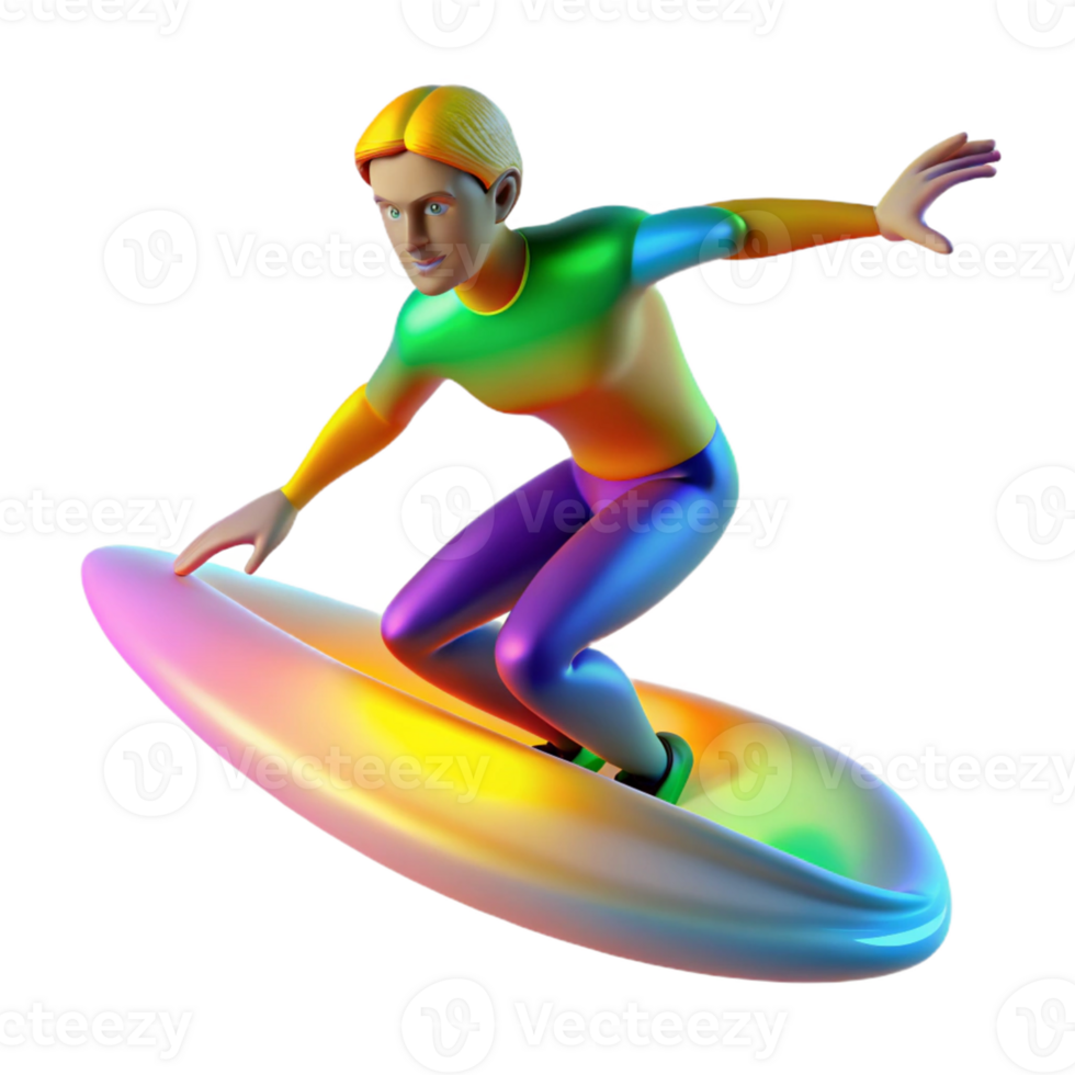 stunning modern Rainbow Surfer 3D Illustration genuine png