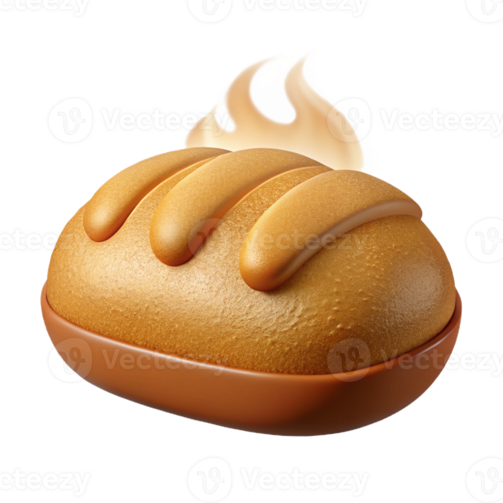 impressive abstract 3D Render of Golden Brown Bread with Creamy Topping original png