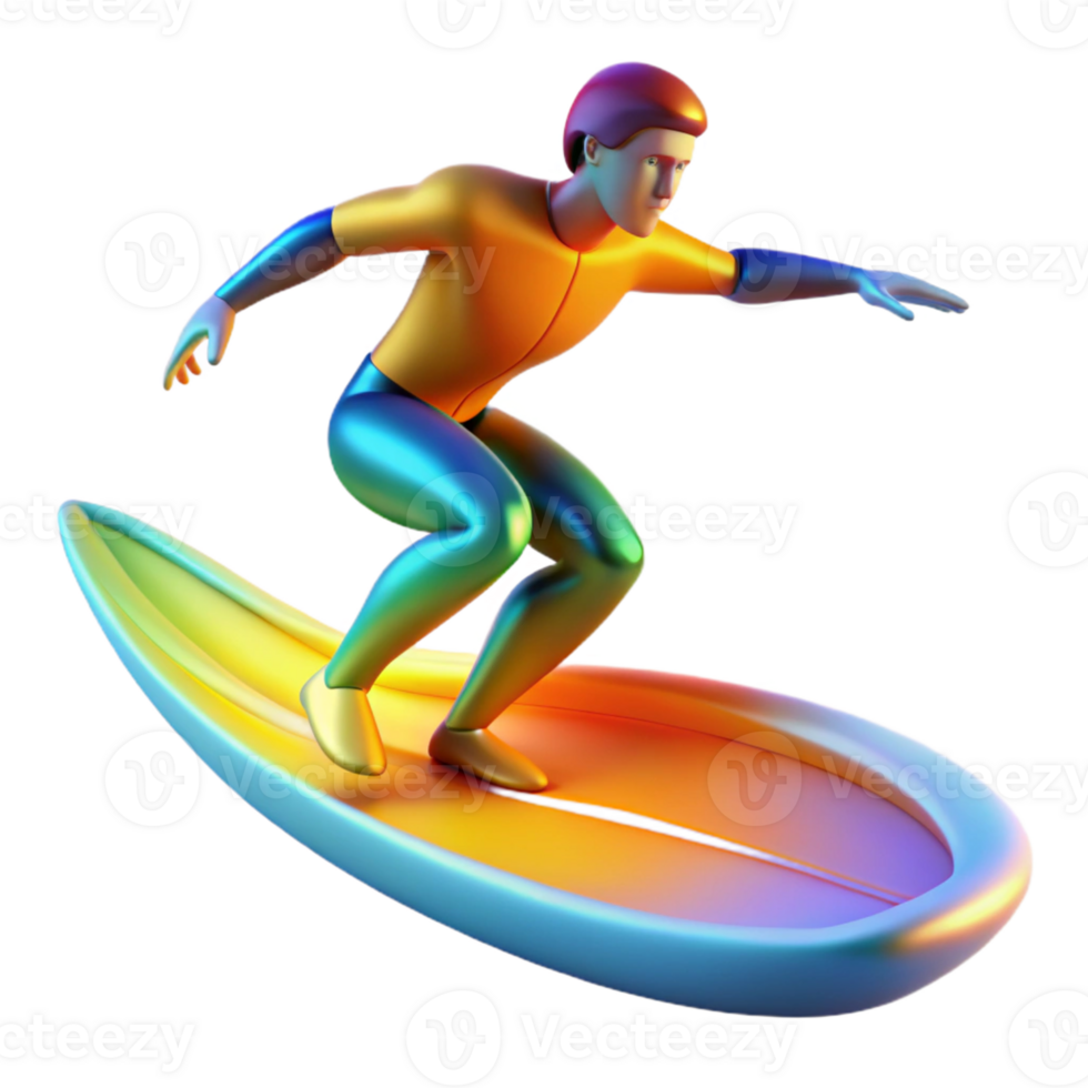 stunning rustic Surfer 3D Illustration high quality png