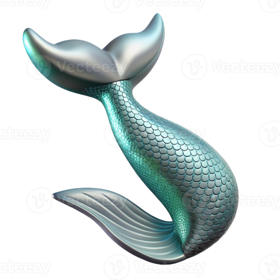 stunning rustic Teal Mermaid Tail 3D Render authentic png