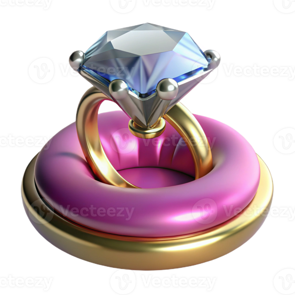 wonderful abstract 3D Render Sparkling Diamond Ring on Pink Gold genuine png