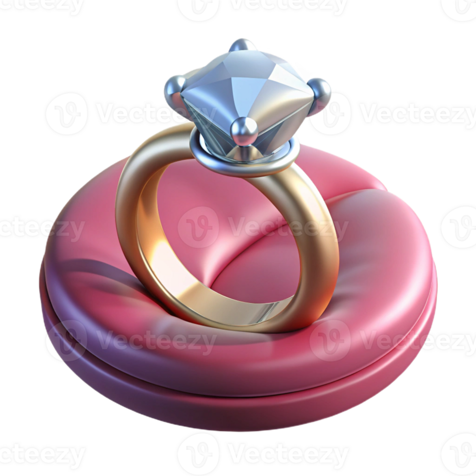 beautiful artistic 3D Render Gold Ring with Diamond exclusive png