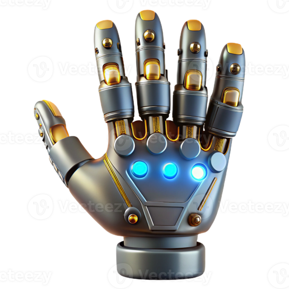 beautiful rustic Metallic Robotic Hand 3D Render high quality png