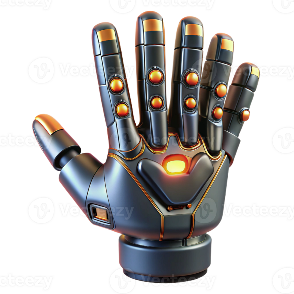 impressive abstract Metallic Robotic Hand 3D Render high resolution png