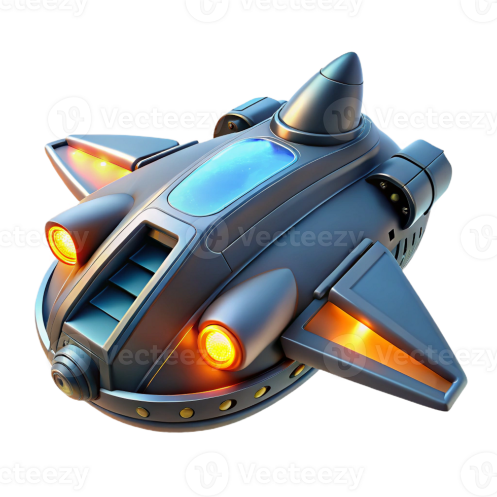 vibrant creative Futuristic Spaceship 3D Render high resolution png
