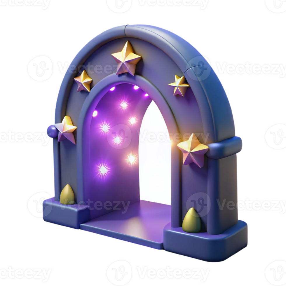 vibrant rustic 3D Starlit Archway Render premium png