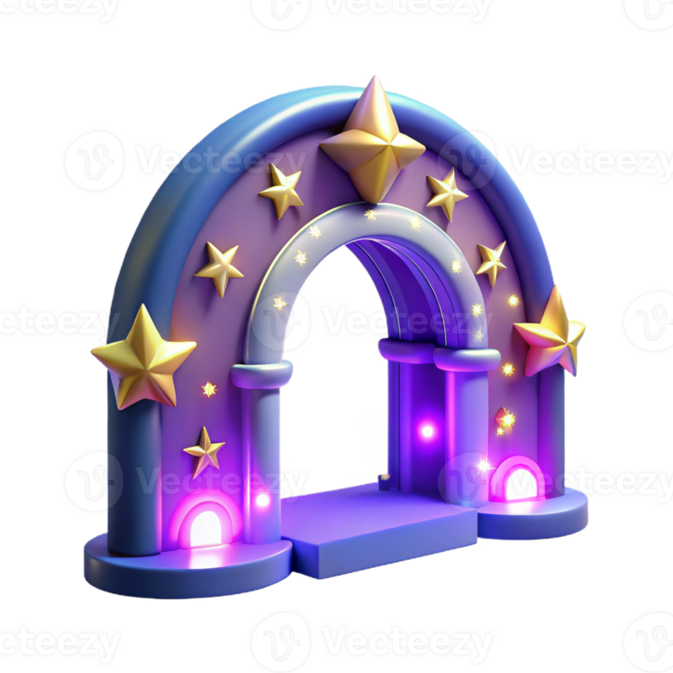 dramatic creative 3D Magical Starlit Archway Background 4K png