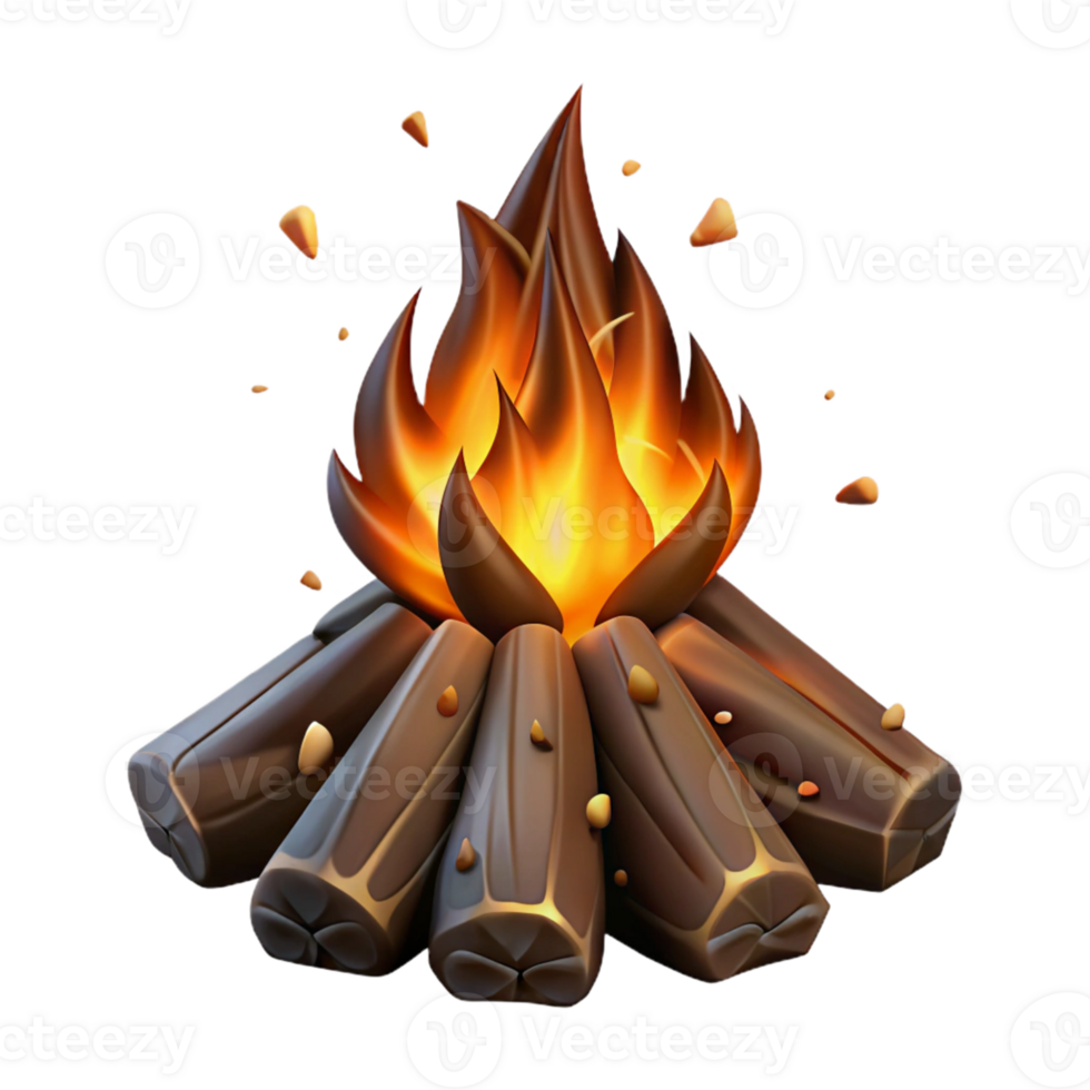 extraordinary vintage Campfire 3D Illustration Warm Embers premium png