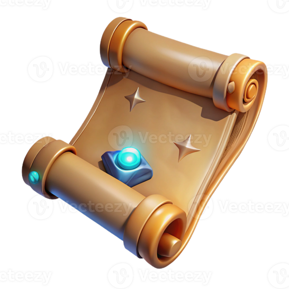 wonderful minimalist Magical Scroll 3D Render authentic png