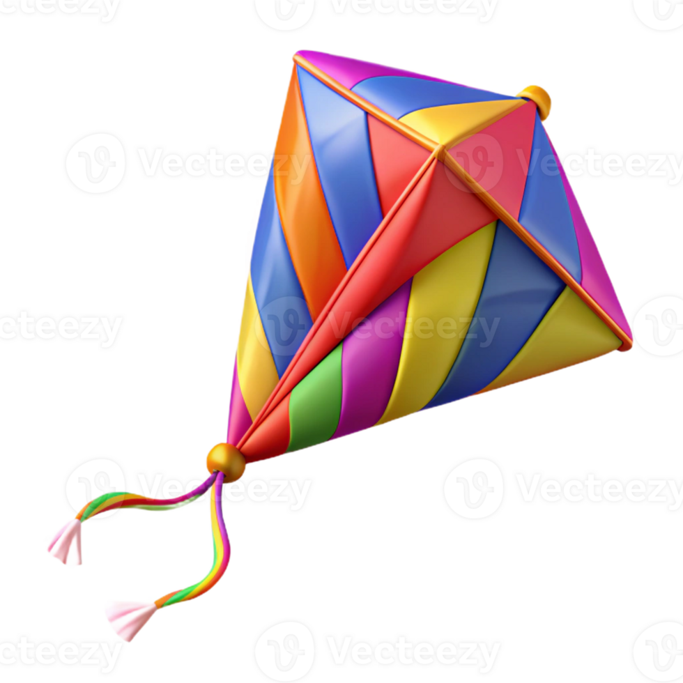 extraordinary vintage Rainbow Kite 3D Render original png